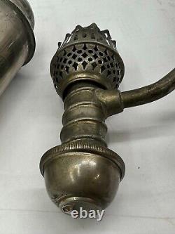 Antique Manhattan Brass Co. Nickel Student Oil Lamp Early original surface great