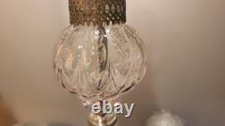 Antique Marble Base Victorian Glass Embossed Oil Lamp 1920's Brass Empire