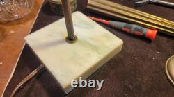 Antique Marble Base Victorian Glass Embossed Oil Lamp 1920's Brass Empire