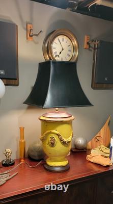 Antique Marble Base Victorian Glass Embossed Oil Lamp 1920's Brass Empire