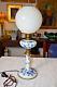 Antique Meissen Blue & White Crossed Swords Porcelain electrified Oil Lamp