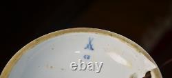 Antique Meissen Blue & White Crossed Swords Porcelain electrified Oil Lamp