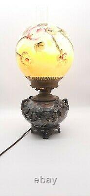 Antique Meriden B Company Oil Lamp Electric Converted Silver Plated Handpainted