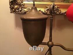 Antique Mid 1800s Brass Student Library Bailey Banks Biddle Converted Oil Lamp