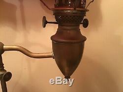 Antique Mid 1800s Brass Student Library Bailey Banks Biddle Converted Oil Lamp
