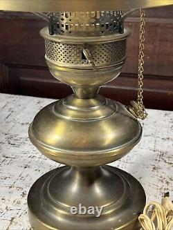 Antique Milk Glass Lamp Oil Lantern Style White Brass Light 10 Vtg