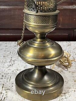 Antique Milk Glass Lamp Oil Lantern Style White Brass Light 10 Vtg
