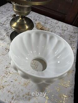 Antique Milk Glass Lamp Oil Lantern Style White Brass Light 10 Vtg