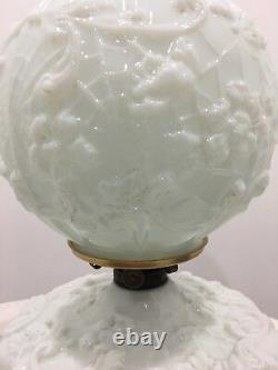 Antique Milk Glass Victorian Spider Web Oil Lamp GWTWithBanquet #2