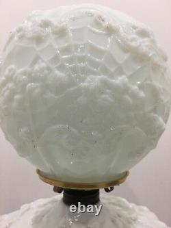 Antique Milk Glass Victorian Spider Web Oil Lamp GWTWithBanquet #2