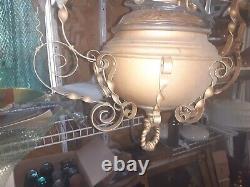 Antique Miller Brass Wrought iron Hanging Oil lamp Frame withMechanical Adjustment