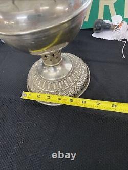 Antique Miller Nickel Plated Oil Lamp With White Dome Glass Shade Complete
