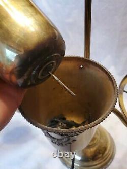 Antique Miller Style Double Brass Oil Student Lamp Rare Cornucopia Motifs