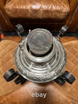 Antique Miller THE JUNO LAMP MAMMOTH Embossed Nickle Plated Wrought Iron Holder