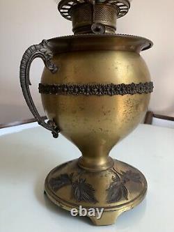 Antique Miller Vase Oil Lamp With Acid Etched Shade And Juno Font