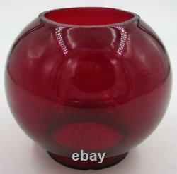 Antique Miniature Finger Loop GWTW Fluid Lamp with Ruby Red Glass Globe, Burner