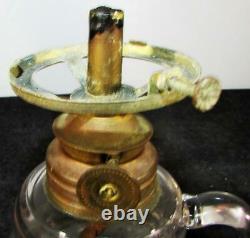 Antique Miniature Finger Loop GWTW Fluid Lamp with Ruby Red Glass Globe, Burner