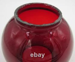 Antique Miniature Finger Loop GWTW Fluid Lamp with Ruby Red Glass Globe, Burner