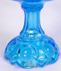 Antique Miniature Lamp Daisy Kerosene Oil Blue Glass Butler Brothers EAPG 1912