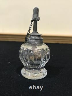 Antique Miniature Night Light Whale Oil Lamp Pewter Burner Boston Sandwich Loop