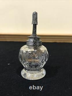 Antique Miniature Night Light Whale Oil Lamp Pewter Burner Boston Sandwich Loop