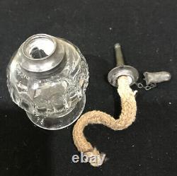 Antique Miniature Night Light Whale Oil Lamp Pewter Burner Boston Sandwich Loop