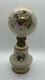 Antique Miniature Oil Lamp Beige Glass Hand Painted Floral Globe Shade GWTW
