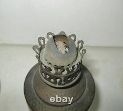 Antique Miniature Oil Lamp Hand Painted Home Scene