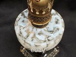 Antique Miniature Oil Lamp Hobbs Brockunier Opalescent Seaweed Coral Reef