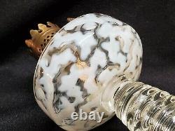 Antique Miniature Oil Lamp Hobbs Brockunier Opalescent Seaweed Coral Reef