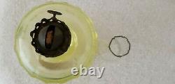 Antique Miniature Oil Vaseline Stem Lamp Buckle Pattern withClear Chimney S1-118