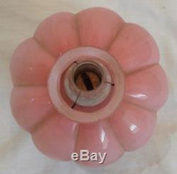 Antique Miniature Pink Glass Oil Lamp 7 1/2 Tall