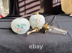Antique Miniature oil lamp flower pattern withchimney. I have another one of these