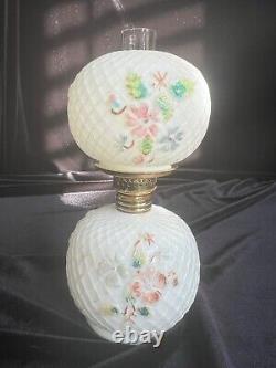 Antique Miniature oil lamp flower pattern withchimney. I have another one of these