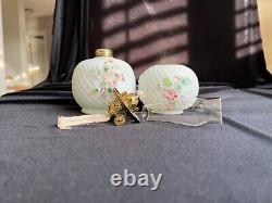 Antique Miniature oil lamp flower pattern withchimney. I have another one of these