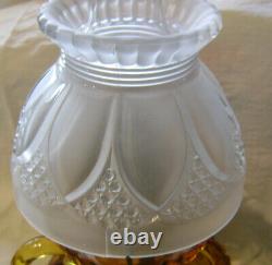 Antique Miniture Oil Lamp Imperial Amber Blown Glass Original
