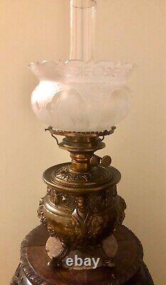 Antique Movement Victorian Banquet Oil Lamp