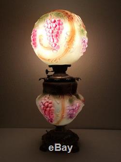 Antique Multi Color Grape GWTW Success Oil Lamp, Pittsburgh Lamps/Pilabrasgo #DL
