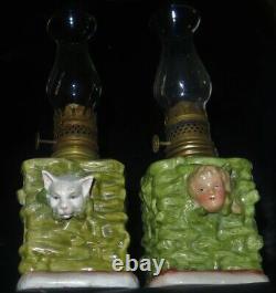 Antique NL 224 Antique Figural Miniature Art Glass Oil Lamp Bracket MINT Rare