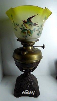 Antique National Lampe Brass Cast Iron Table Kerosene Oil Lantern Banquet Lamp