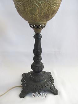 Antique New Juno No. 2 Brass Cast Iron Parlor Oil Lamp- Converted to Electric