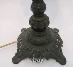 Antique New Juno No. 2 Brass Cast Iron Parlor Oil Lamp- Converted to Electric