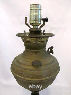 Antique New Juno No. 2 Brass Cast Iron Parlor Oil Lamp- Converted to Electric