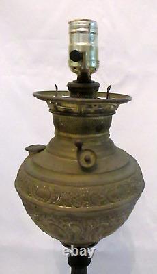 Antique New Juno No. 2 Brass Cast Iron Parlor Oil Lamp- Converted to Electric