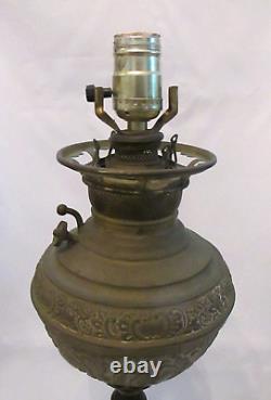 Antique New Juno No. 2 Brass Cast Iron Parlor Oil Lamp- Converted to Electric