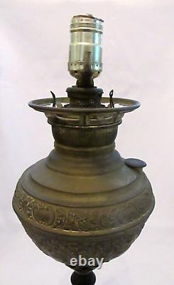 Antique New Juno No. 2 Brass Cast Iron Parlor Oil Lamp- Converted to Electric