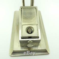 Antique Nickel Plated Desk Oil Lamp Lighter With Cigar Cutter NICE