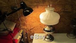Antique Nickel Plated Rayo Oil Lamp & Shade