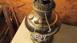 Antique Nickel Plated Rayo Oil Lamp & Shade