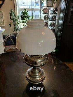 Antique Nickle Rayo Oil Lamp All Original